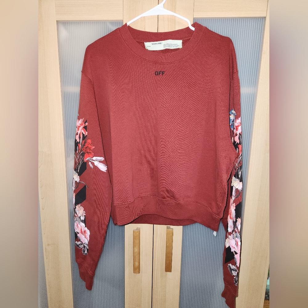 Off-White c/o Virgil Abloh 2019 Crew Neck Sweatshirt Red FLORAL